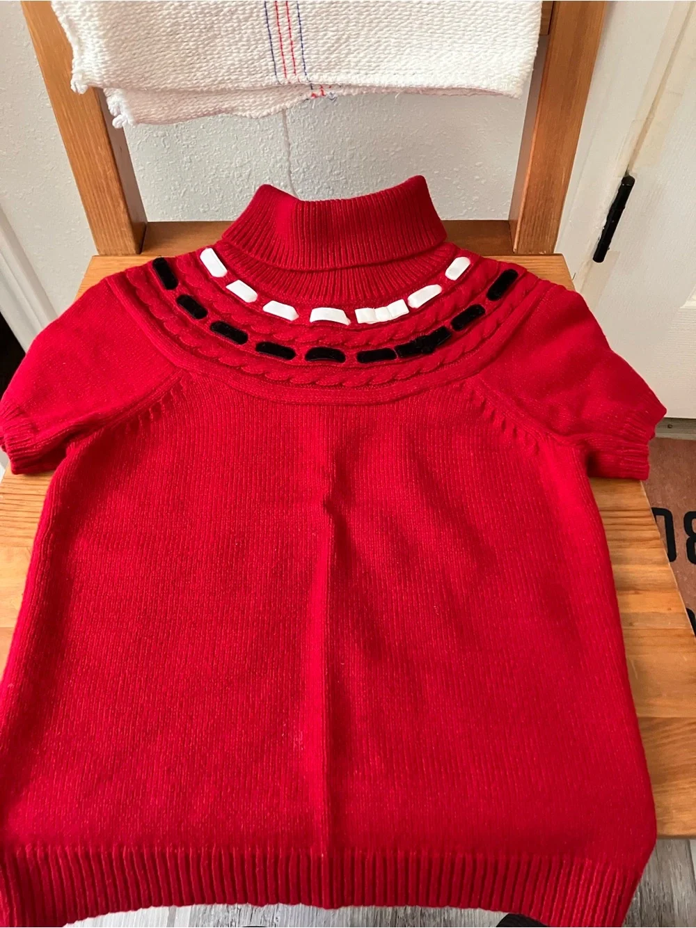 Gymboree Red Short-Sleeve Turtleneck Sweater with Black & White Yoke Accents